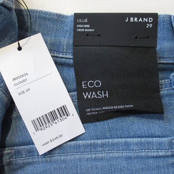NWT J Brand Lillie High Rise Crop Skinny in Cloudy Eco Wash Stretch Jeans 29 - Picture 3 of 4